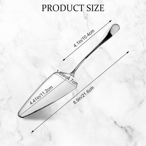 5 Pcs Pie Server Set, Stainless Steel Cake Cutter Pizza Spatula Server, Triangular Spade Pie Cutter Serving Utensils for Cutting Pizza, Cake, Pie, Dessert (8.9 Inch, Serrated Edge)