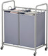 SUOERNUO Laundry Sorter Basket 2 Bag Laundry Hamper Cart with Rolling Lockable