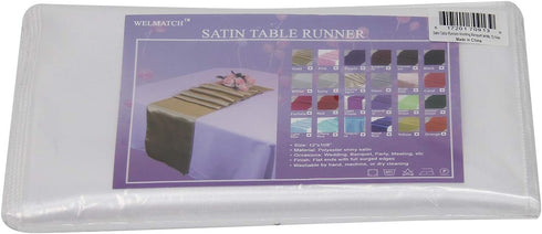 WELMATCH 5 pcs White Satin Table Runners for Wedding Banquet Party Event Decoration