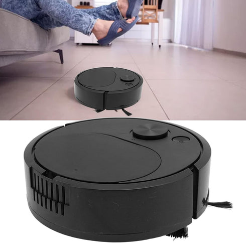 Pwshymi Mini Smart Sweeping Robot Vacuum Cleaner, USB Charging for Wooden Flooring Tile Carpet (Black)