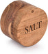 Acacia Wood Round Condiment Pot with Magnetic Swivel Lids, "Salt" Engraved for Kitchen Countertop, 3.5” x 3.5” x 2.5”