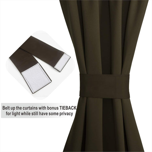Aquazolax Blackout French Door Curtain, 25x72 Inches, Blackout Drapery for Privacy, 1 Panel, Toffee Brown
