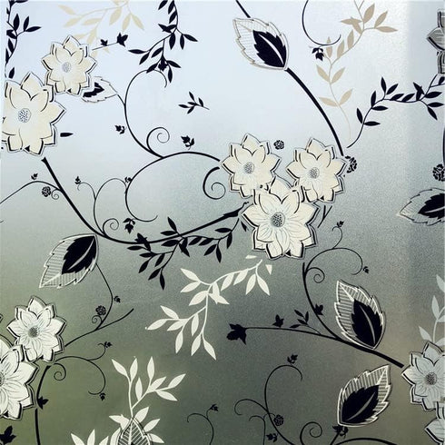 Window Privacy Film for Glass, Floral Removable Static Film, 17.5x78.7 Inch for Home Decor