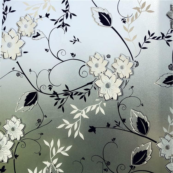 Window Privacy Film for Glass, Floral Removable Static Film, 17.5x78.7 Inch for Home Decor