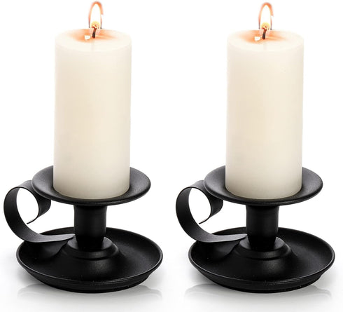 Yopay 4 Pack Iron Taper Candle Holder - Retro Rustproof Black Candlestick Holders for Halloween, Christmas, Wedding