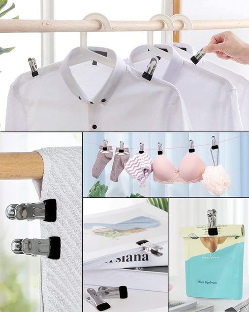 10PCS Small Stainless Steel Clothes Pins - Anti Rust Metal Laundry Grip Clips, Multipurpose Clothespins