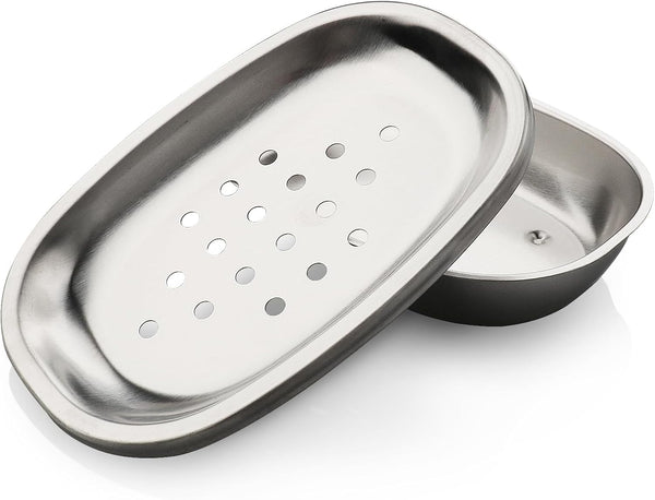 Miruchertter Stainless Steel Soap Dish with Double Layer Draining for Bathroom, Chrome Brushed