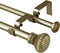 Urbanest Fluted Ball Adjustable Double Drapery Curtain Rod Set - 5/8", 48"-84", Antique Gold