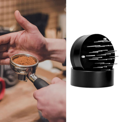 Coffee Needle Distributor, 21 Needles Coffee Cloth Powder Stirrer with Base and Stainless Steel Needle Tool