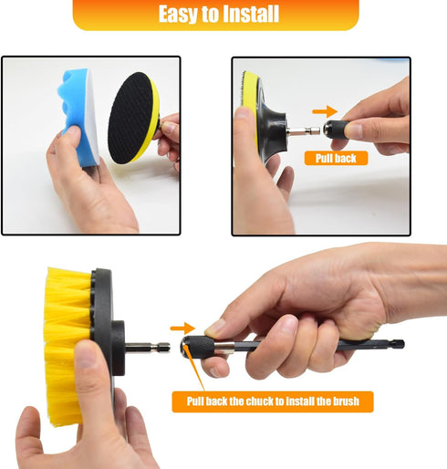 Drill Brush Attachment Set: 30Pcs Scrubber Brush Kit for Bathroom, Tub, Tile Cleaning