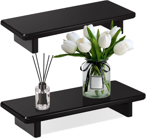 Chivalral Counter (1, Black-Small-8.6 3.6 1.5) Acrylic Bathroom Tray Stand, Kitchen Soap Holder Riser for Vanity Candle