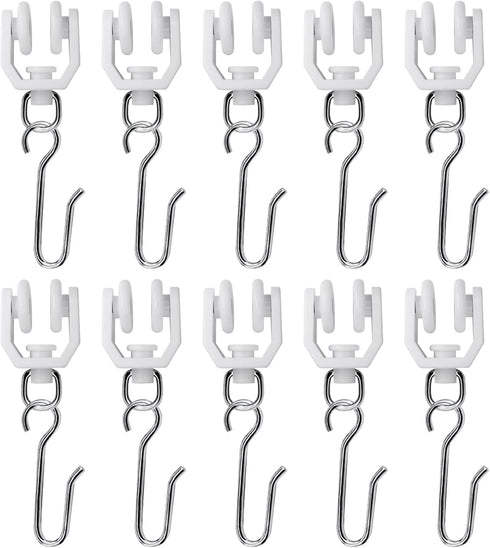 Accessories Kit for Flexible Bendable Curved Ceiling/Side Wall Curtain Track Hardware Set, 10Pcs Roller Hooks