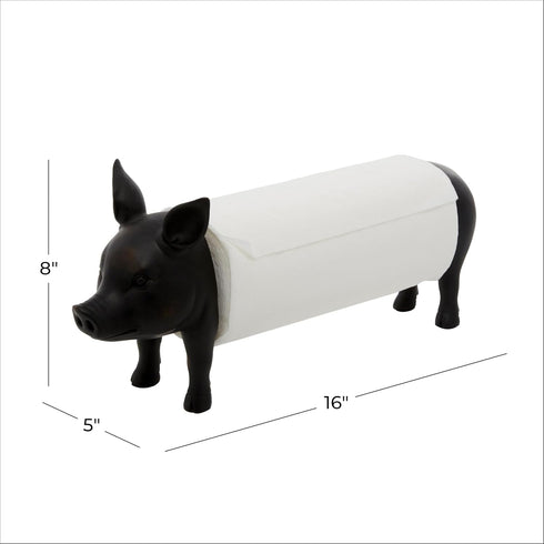 79 5" 16" 8", Deco Polystone Paper Towel Holder, x x Black
