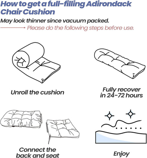 50x20x4 Inch, Crestlive Products Adirondack Chair Cushion, Outdoor Rocking Chair Cushion Water Resistant High Back