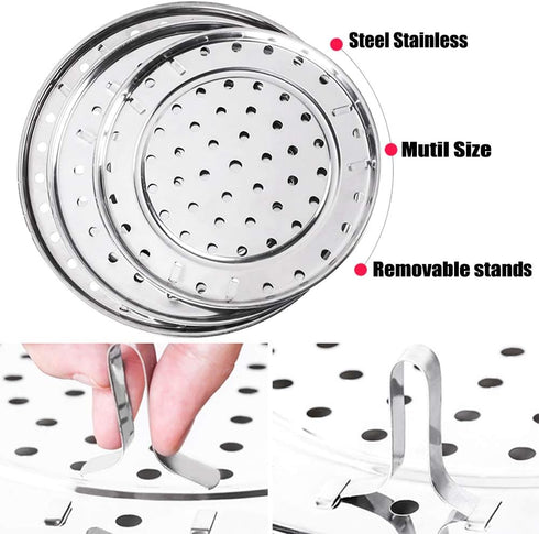 Round Stainless Steel Steamer Rack Set of 4, 7.6" to 10.23" Diameter for Canning, Stock Pot, Pressure Cooker