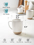 16 oz,Ceramic Set, 3.8 inch, Set 6, LE TAUCI Coffee Mugs Mug Embossment Cups for Latte, Hot Tea, Cappuccino, Mocha