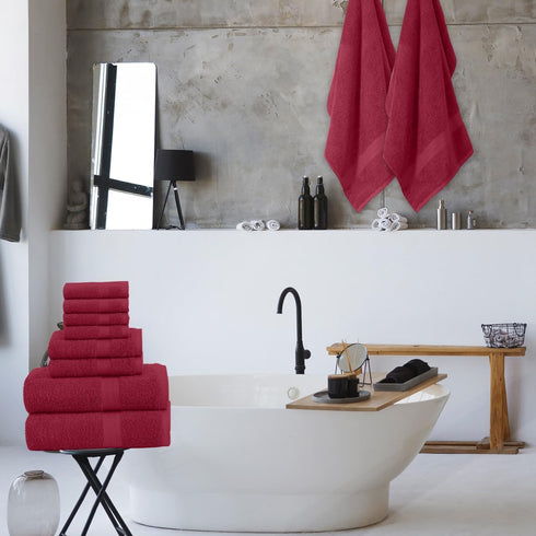 QUBA LINEN Pack 8 Set, 2 2 4 100% of Towels Large Bath Towels, Hand Towels, Wash Cloths, Cotton, Lighter Weight
