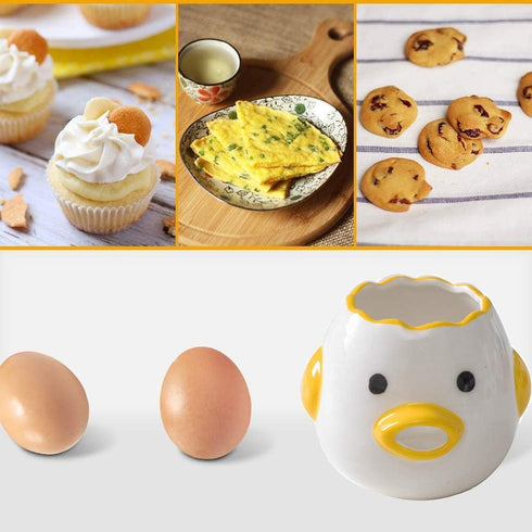 Egg Yolk Separator ZOSTLAND, HQ Creative Ceramics Cute Little Chicken for Baking Assistant Tool (Upgrade Blue Chick)