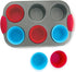 Boxiki Kitchen Non-Stick Steel Muffin Pan, 6 Cup with Silicone Handles and Reusable Liners