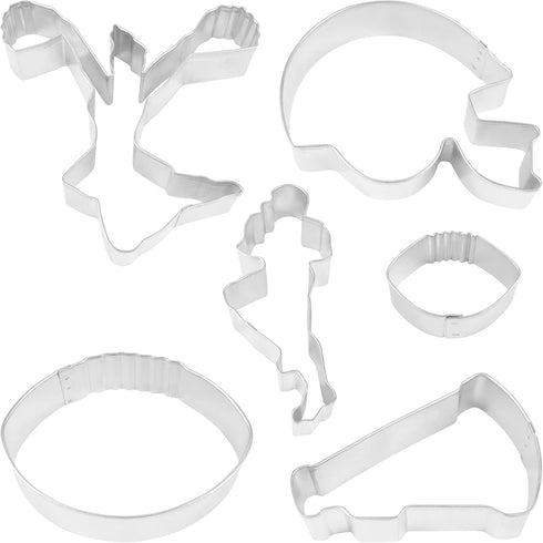 R&M International 6-Piece Set Football Cookie Cutters, Player, Helmet, Cheerleader, Megaphone