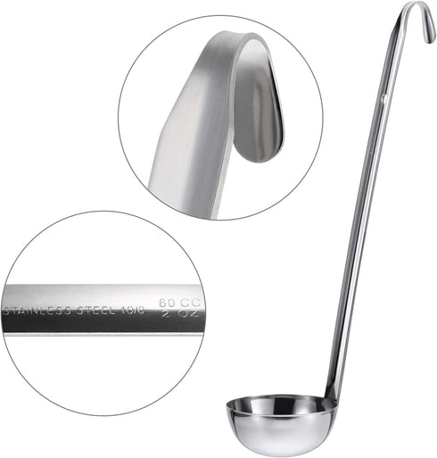 meekoo 3 Pieces Stainless Steel Ladle, 2 oz Soup Handle Ladle with Pouring Rim for Kitchen Cooking Sauce