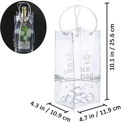 3 Pack Portable Ice Wine Bag, Collapsible Clear PVC Pouch Wine Cooler Bag, Wine Cold Bag with Handle for Champagne, Cold Beer, White Wine, Chilled Beverages