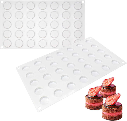 FUNSHOWCASE Mini Round Disc Silicone Mold Tray - 0.9x0.9x0.4 inch, 35 Cavities