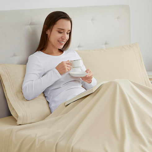 Nestl Beige Pillow Cases, Queen Size Set of 2, Soft 1800 Microfiber, 20x30 Inches