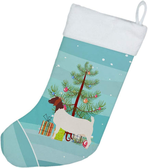 Caroline's Treasures BB9253CS Christmas Stocking, Boer Goat, Teal Fireplace Hanging Holiday Decor