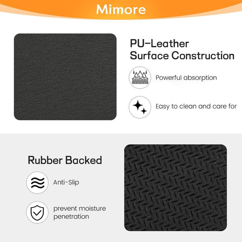 Mimore Coffee Mat - 18x24 Inch Black Coffee Bar Mat for Countertop - Absorbent, Hides Stains, Rubber Backed - Coffee Bar Accessories Dish Drying Mat Fit Under Coffee Maker Espresso Machine