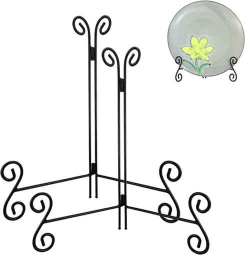 Easel Stand, 12 Inch Plate Holder, 2 Pack Metal Display Stands for Picture Frame, Record Album, Collectibles