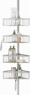 Zenna Home Tension Pole Shower Caddy - Adjustable 4 Basket Shelves, 60 to 108 Inch, Satin Nickel