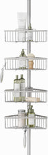 Zenna Home Tension Pole Shower Caddy - Adjustable 4 Basket Shelves, 60 to 108 Inch, Satin Nickel