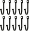10 Pcs Black Wrought Iron Hooks with Screws, Decorative Colonial Wall Hooks for Keys, Hats, Clothes, Towels