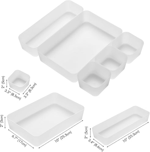 5 Poeland Pcs Drawer Organizer Tray Storage Box for Bedroom Nightstand Drawer Dresser Bathroom Kitchen Drawer, Frosted