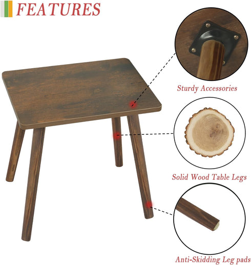 AWASEN Side Table, Small Wood End Table Living Room, Mini Bed Side Table Modern Accent Nightstand with Solid Wood