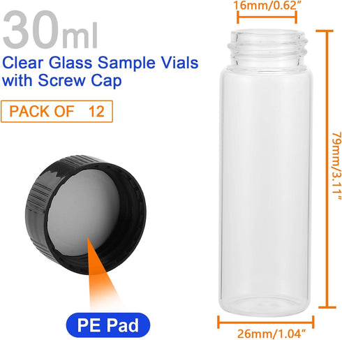 30ml Glass Spice Jars 12 PCS Small Spice Containers Empty Seasoning Jars For Camping Coffee Bean Sample Vials Bottles