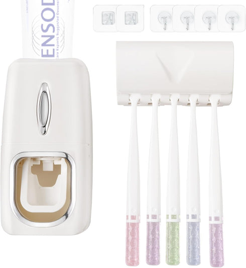Toothbrush Holder and Toothpaste Dispenser Set, Automatic Toothpaste Squeezer Dispenser, Dispenser Toothpaste