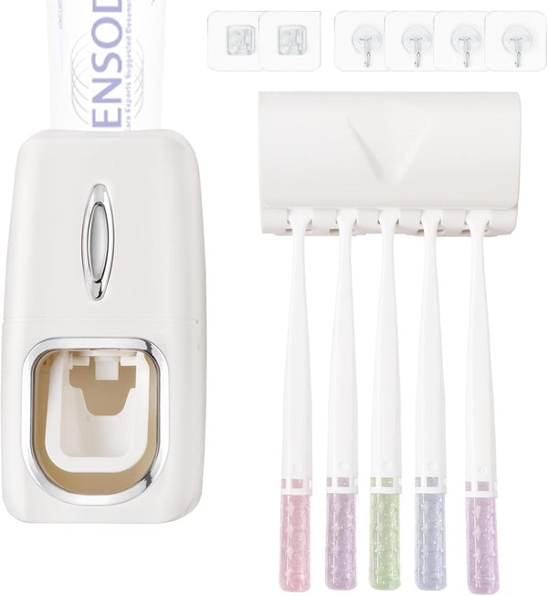Toothbrush Holder and Toothpaste Dispenser Set, Automatic Toothpaste Squeezer Dispenser, Dispenser Toothpaste