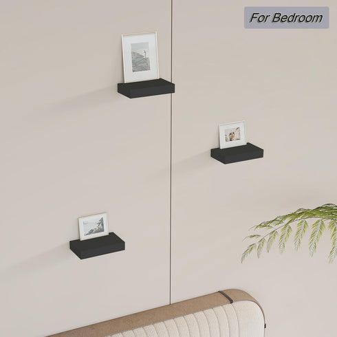6 inch Set 3 HAO Small Floating Shelf Wall Mounted Mini Hanging Display Shelves for Living Room Bedroom Bathroom