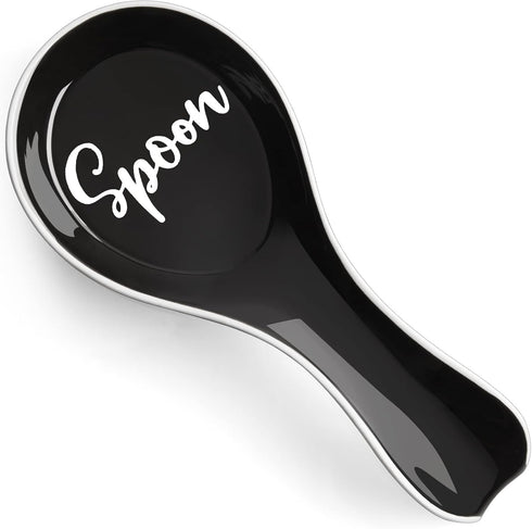 Ceramic Spoon Rest for Stove Top, DAYYET Large Spoon Holder for Kitchen Counter, Black
