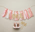 1st Set PapaKit Girls Birthday High Chair Premium Decoration - Pink & Gold Ribbon Garland, Crown, One Banner & Cake