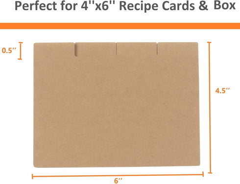 Recipe Card Dividers 4x6 with Tabs (Set of 24) - Printed Cooking Tips Recipe Box Dividers Made of Thick Cardstock
