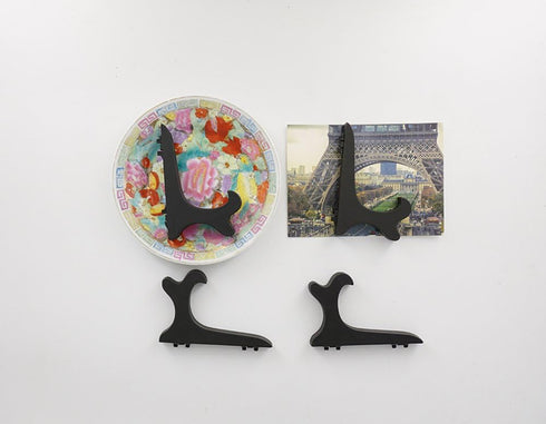 Artliving Black 4" Wood-Like Plastic Easels - Set of 4 Plate Display Stands for Picture Frames