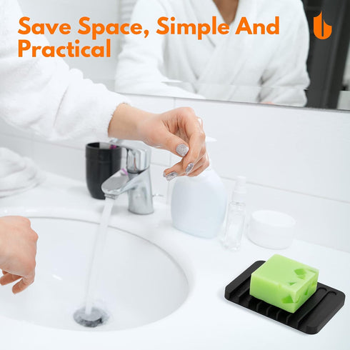 Urbanstrive Soap Dish - Shower Waterfall Soap Tray, Soap Saver Holder for Bathroom, Kitchen, Flexible Silicone, Keep