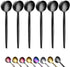 Black Coffee Spoons Set of 6, Kyraton Stainless Steel 5.1" Titanium Plating Demitasse Spoons, Dishwasher Safe