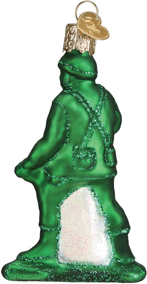 Old World Christmas Glass Blown Ornament, Green Army Man for Christmas Tree