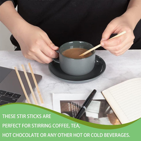 LYARCHTE 1000pcs 5.5" Bamboo Coffee Stir Sticks, Disposable Hot Drink Beverage Stirring Swizzle Stir Sticks For Coffee