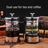 Joyzan French Press Coffee Maker, Stainless Steel Cold Brew Tea Maker, Borosilicate Glass, Portable Filters