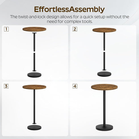 ET30BR YATINEY Round Side End Table for Small Spaces, Pedestal Style Martini Drink Side Table in Living Room, Bedroom